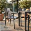 MIlani Home IMPACTO - poltrona impilabile in alluminio bianco o antracite con braccioli effetto legno