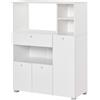 DecHome Mobile Credenza per Cucina con Armadietti Mensole e Cassetto in Legno 90x40x120cm Bianco - 398e835