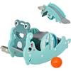 DecHome Cavallo a Dondolo 3 in 1 Trasformabile in Scivolo e Canestro Cavalcabile per Bambini da 3+ Anni colore Verde - 3301D3