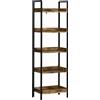 DecHome Libreria Stile Industriale a 5 Ripiani in Legno e Metallo 48x30x155cm Marrone Rustico - 816DHRB