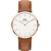 Daniel Wellington Classic Durham Orologio Uomo, 40mm, in Pelle, Marrone/Oro Rosato