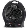 Bakaji Caldobagno Stufa Elettrica Potenza 2000 Watt Termoventilatore 2 Potenze con Termostato Regolabile + Funzione Ventilatore Freddo e Manico per il Trasporto Dimensione 13 x 13 x 29 cm (Nero)