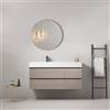 MedaHome Mobile bagno sospeso 120 cm Beige Lavabo a Sinistra in Resina Specchio Tondo - Fiji Wood