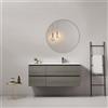 MedaHome Mobile bagno sospeso 120 cm Grey Lavabo a Destra in Ceramica Specchio Tondo - Fiji Wood