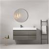 MedaHome Mobile bagno sospeso 120 cm Grey Lavabo a Sinistra in Resina Specchio Tondo - Fiji Wood