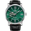 FORSINING Orologio da polso da uomo, meccanico, alla moda, con grande quadrante in pelle, 2-verde, classico