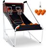 VEVOR Gioco Arcade di Pallacanestro Pieghevole, Sport Domestico, 2 Persone 5 Palloni 8 Modalità, Tabellone Segnapunti Elettronico LCD e Pompa di Gonfiaggio, Gioco per Bambini, Adulti, Bianco Nero
