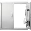 VEVOR Porta Accesso Barbecue, Doppia Porta Cucina Esterna 61x61 cm, Porta Reversibile da Incasso in Acciaio Inox, Doppia Parete con Maniglie e Ganci, per Isola Barbecue, Armadio da Esterno