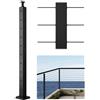 VEVOR Ringhiera per Recinzione da Balcone 914x100x100 mm da Giardino Balcone Fori a Forma L, Picchetti Preforati, Kit di Palo per Balaustrata da Terrazza, 1JZLGZXHS914ZPBNY001V0