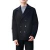 Mnjyihy Giacca da uomo in lana doppiopetto con colletto a doppio petto casual corto cappotto di lana top, Nero , M
