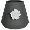 AmeliaHome Lusitano - Vaso per piante in ceramica, motivo floreale, colore: nero