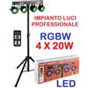 BEAMZ LIGHT SET COMPLETO EFFETTO LUCE DJ DISCOTECA RGBW LUCI PSICHEDELICHE stativo + 4 effet