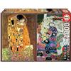 Educa - Puzzle da 1000 pezzi per adulti | 2x1000 El Beso + La Virgen, Gustav Klimt Puzzle. Misura: 48 x 68 cm. Include la colla del fix puzzle. Da 14 anni (18488)