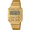 Casio Orologio Quarzo Unisex, misura cassa 40.70mm con quadrante Digital Dial Digitale e cinturino Oro in Cinturino in metallo A100WEG-9AEF