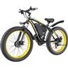 GOGOBEST GF700 Bicicletta elettrica, doppio motore da 2*500 W, batteria da 48 V 18,2 Ah, 26*4,0 pollici, - Nero giallo