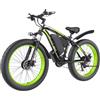 GOGOBEST GF700 Bicicletta elettrica, doppio motore da 2*500 W, batteria da 48 V 18,2 Ah, 26*4 pollici - Nero verde