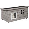 PawHut Casetta per Gatti Cuccia per Gatti con Tetto in Asfalto Gatto Casina per Gatti con Finestra per Gatti Cani Outdoor Resistente all'Inverno Legno di abete Grigio Nero 87 x 52 x 44 cm