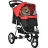 PawHut Passeggino per Cani Gatti con 3 Ruote Pieghevole Oxford Rosso+Nero 109,5 x 54,5 x 106,5 cm