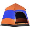 Outsunny Quick-Up-Zelt Doppelwandzelt Outdoor Familienzelt Pop-Up per 4-6 persone 4 stagioni impermeabile con borsa da trasporto zanzariera 2 porte Poliestere + Fibra di vetro Arancione + Blu 275 x 275 x 170 cm