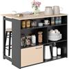 HOMCOM Set da 3 pezzi per bar, Tavolo da bar con piano pieghevole, 2 sgabelli da bar, 6 scomparti, nero+quercia, 116 x 70 x 89,5 cm