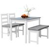 HOMCOM Insieme di sedie, Set da pranzo 4 pezzi, 1 Tavolo, 1 Panca, 2 Sedie, Grigio + Bianco