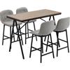 HOMCOM Set da bar con sgabelli dal design industriale, imbottitura a bottoni, 120 cm x 60 cm x 91 cm, Grigio chiaro