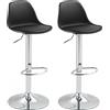 HOMCOM Set da 2 pezzi Sgabelli da Bar, Sgabelli da Bar, Sgabelli Girevoli con Schienale, altezza regolabile, fino a 120 kg di portata, 42 x 38 x 82-104 cm, Nero