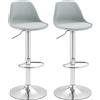 HOMCOM Set da 2 Sgabelli da Bar, Sgabelli da Bar, Sgabelli Girevoli con Schienale, regolabili in altezza, fino a 120 kg di portata, 42 x 38 x 82-104 cm, Grigio