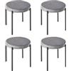 HOMCOM Set di 4 Sgabelli da Cucina Impilabili Sedie da Pranzo Sgabello con Seduta Imbottita, Rivestimento in Velluto per Cucina Sala da Pranzo Metallo Grigio 41,5 x 41,5 x 46 cm