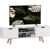 HOMCOM Mobile TV con cassetti e mensole aperte, MDF, 150 x 39 x 50 cm, Bianco