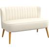 HOMCOM Divano 2 Posti Moderno in Tessuto Senza Braccioli con Gambe in Legno, 117x56.5x77 cm, Bianco Crema | Aosom Italy