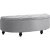 HOMCOM Panca Contenitore Fondoletto Imbottita a Semicerchio, Velluto e Legno, 120x46x42 cm, Grigio Chiaro | Aosom Italy