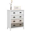 HOMCOM Credenza, Cassettiera, 5 Cassetti, superficie laccata, MDF & legno di pino, 70 x 38 x 85 cm, Bianco