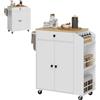 HOMCOM Carrello Cucina con Cassetto, Armadio, Scaffale per Spezie, Portasciugamani, 82 x 38 x 86,5 cm, Bianco/Quercia