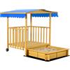 Outsunny Sandbox con casa da gioco Sandbox con tetto, 133 x 129 x 137,5 cm, Legno + Blu