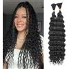 TAOYEMY Deep Wave Capelli Sintetici Sfusi per Trecce 20 Pollici 120g*3pc (1 Confezione—2 Ciocche) Extension per Trecce Boho Senza Cuciture, Stile Ricci e Bagnati (1B, 20 inch-3PC)