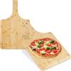 Relaxdays Pala per Pizza, Set da 2 Palette Quadrate 50x30 cm, con Manico, per Pane al Forno, Focacce, in bambù, Naturale, 1 x 50 x 30 cm