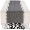 DII Dobby, Runner da tavola in tessuto a righe, 33 x 183 cm, frange incluse, colore: nero