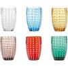 Zafferano Perle Bicchiere Tumbler Lavorato a Mano in Vetro Colorato Trasparente cl 32 h 109mm d 71mm, Set 6 Pezzi Colori Assortiti