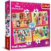 Trefl- Principesse Disney, Storie Fiabesche 4in1, 4 Puzzle, da 35 a 70 Pezzi-Diversi Gradi di Difficoltà, per Bambini dai 4 Anni, Multicolore, 34651
