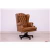 VAMA Divani Poltrona ufficio in pelle marrone cognac con capitonné Executive