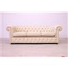 VAMA Divani Divano Chesterfield 3 Posti in Pelle Beige