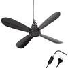 Bestlivings Ventilatore da soffitto portatile con spina e interruttore, 220 V-240 V/5 Watt, Ø 40 cm, ventilatore con gancio, risparmio energetico (nero)