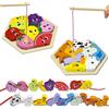 Kulveanju Giochi Montessori 2 Anni, 3 in 1 Gioco Pesca, Frutti Animali Magneti, Perline di Legno Giocattoli, Puzzle, Educativi Giochi Legno Interattivi Regalo Bambina Bimbo 3 4 5 6 Anni