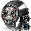 Marsyu Orologio da uomo militare con chiamata Bluetooth & torcia LED/bussola, batteria 500 mAh orologio sportivo esterno 1,53 con 24H Monitor di frequenza cardiaca SpO2 3ATM impermeabile