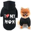 SMALLLEE_LUCKY_STORE Felpa con cappuccio per cani di piccola taglia con lettera I Love My Mom e foro per guinzaglio, morbido maglione primaverile autunnale Chihuahua Yorkie Cat Apparel, nero, S