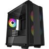 DeepCool Case DeepCool CC360 ARGB - Micro-ATX, finestra in vetro temperato, 3 ventole da 120mm - Nero