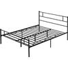 HOMCOM Struttura Letto Matrimoniale 165x211x100cm in Acciaio, Doghe Integrate, Testiera e Pediera Stile Industriale, Nero