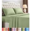 Utopia Bedding, set di lenzuola per letto matrimoniale, 4 pezzi, in microfibra spazzolata, resistenti al restringimento e allo scolorimento, facili da pulire (verde salvia)