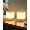 Homefire Lampada da Comodino LED 2ER Touch Dimmerabile: Lampada da Tavolo con Batteria 3600mAH, Ricaricabile USB, Lampada da Comodino Senza Fili con 3 Temperature di Colore e Timer, Luce Notturna per